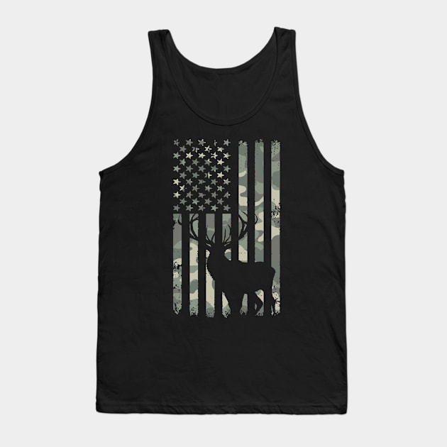 Camo Deer Hunter Flag Tank Top by Etopix